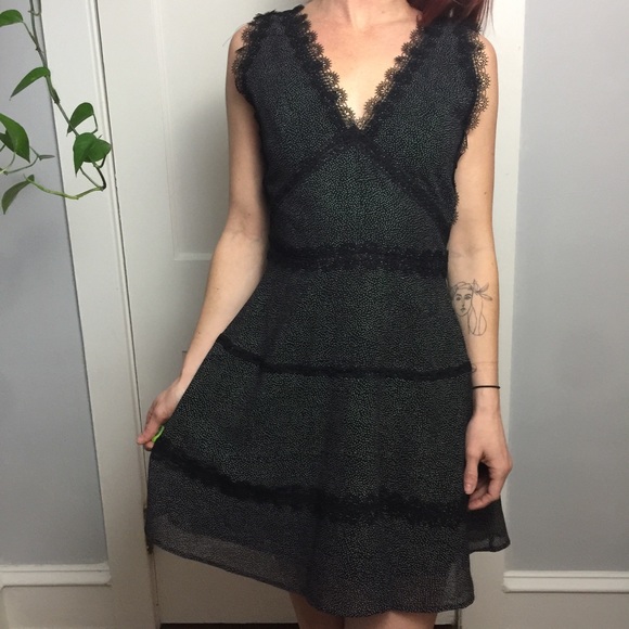 The Kooples Dresses & Skirts - The Kooples Black Polka Dotted Daisy Trim Dress